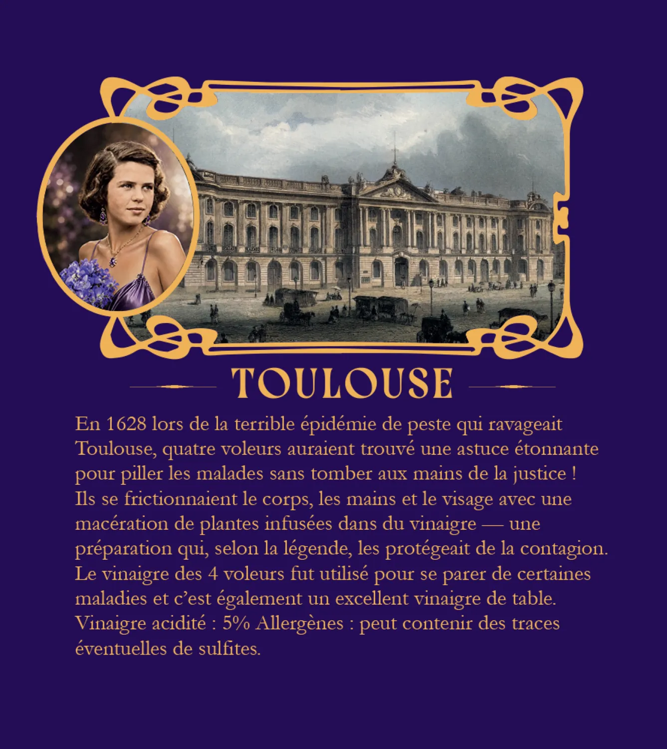 Verso de l'étiquette du vinaigre des 4 voleurs